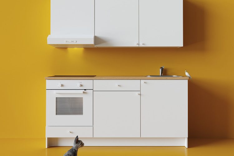 Dapur minimalis berwarna kuning, sumber Francesco Matera