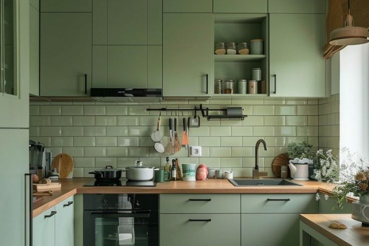 Dapur warna hijau. Sumber: pinterest