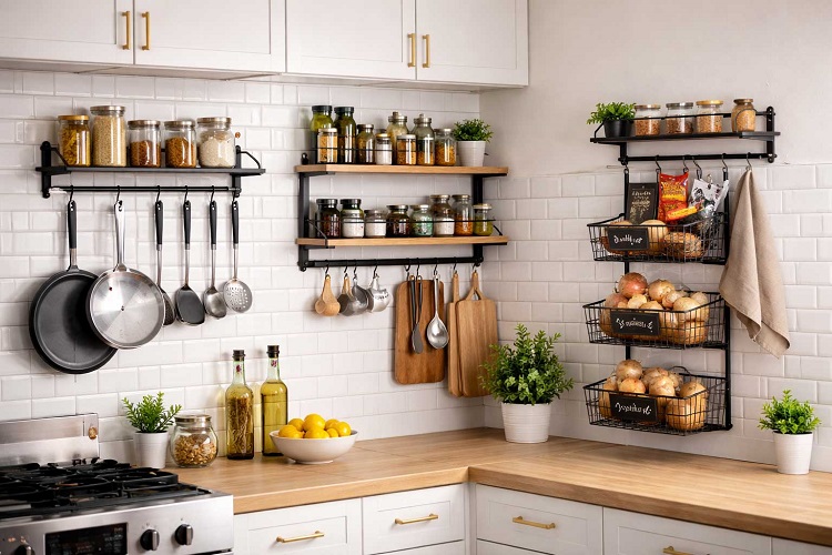 Rak kitchen dengan model gantung, Sumber: besthomehq.com